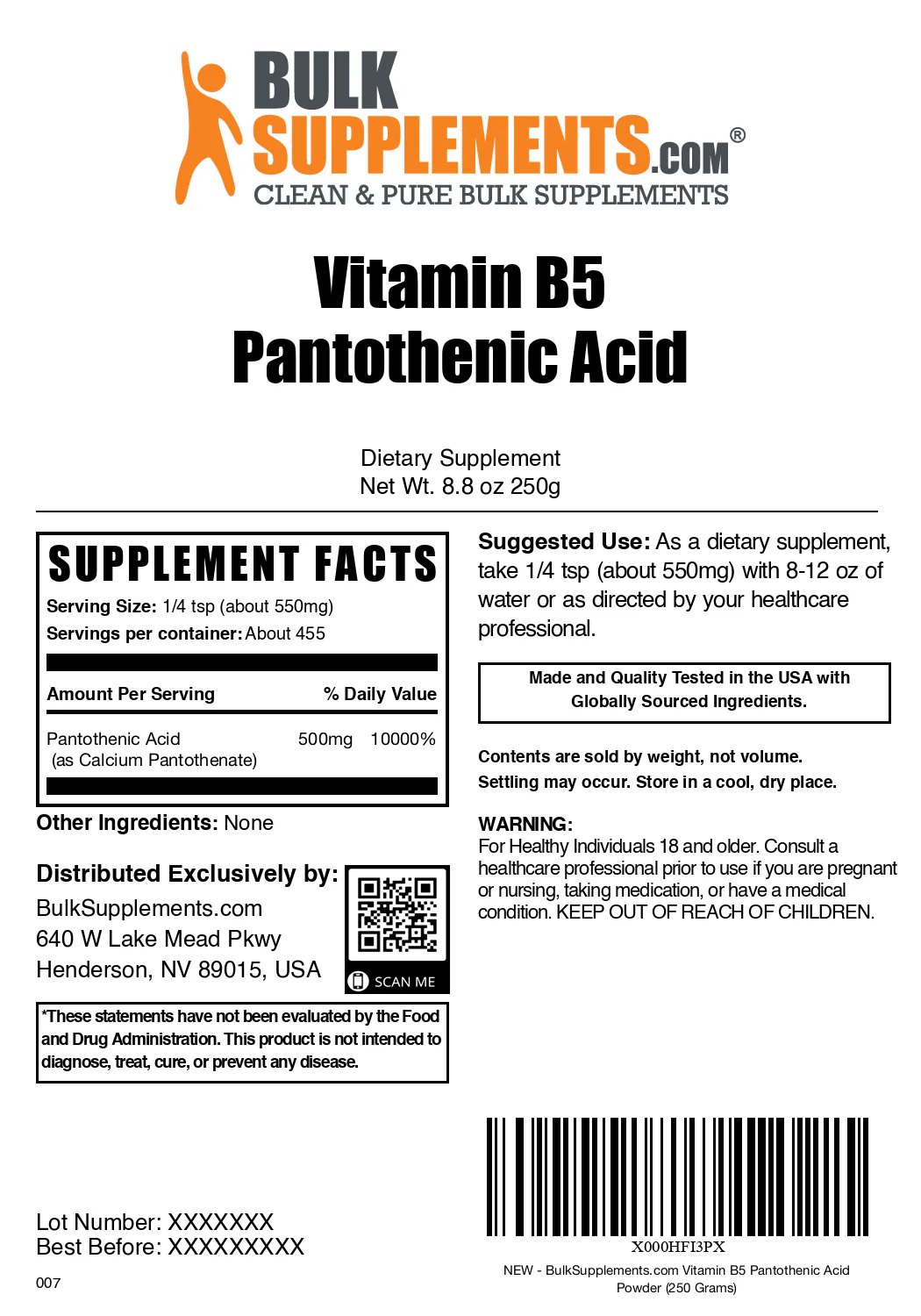 Vitamin B5 Pantothenic Acid / Calcium Pantothenate Powder - Image 6